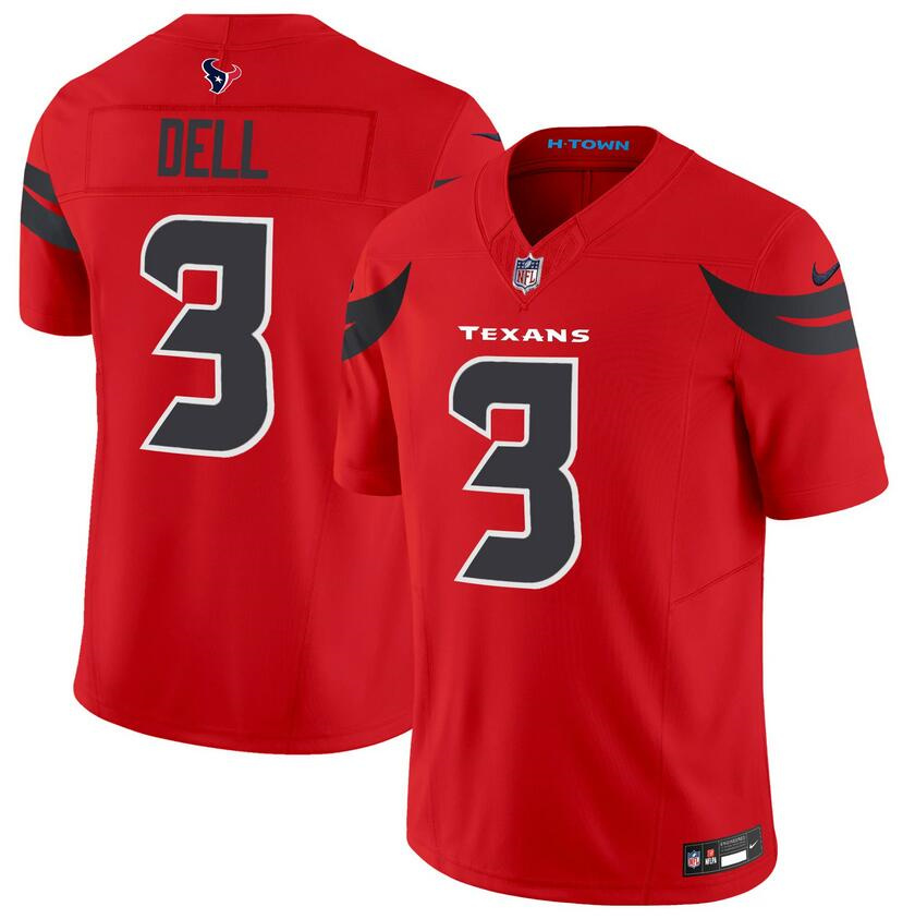 Men's Houston Texans #3 Tank Dell Red 2024 Alternate F.U.S.E Vapor Football Stitched Jersey